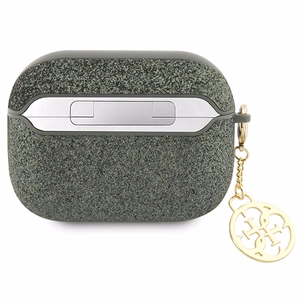 Guess GUAP2GLGSHA AirPods Pro 2 Suojakuori vihreä/khaki Glitter Flake 4G Charm