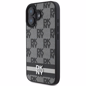 DKNY Checkered Pattern Painetut Raidat iPhone 16:lle Suojakuori - Musta