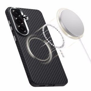 Tech-Protect Ion Carbon MagSafe Suojakuori Samsung Galaxy S26:lle musta ja hopeinen