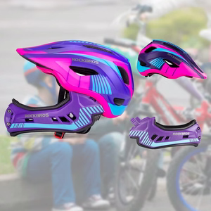 Rockbros TT-32SBPP-S lasten pyöräilykypärä irrotettavalla leukasuojalla koko S - violetti-vaaleanpunainen