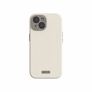 Moshi Napa MagSafe laadukas vegaaninahkainen suojakuori iPhone 15 -laitteelle, Eggnog White -värinen