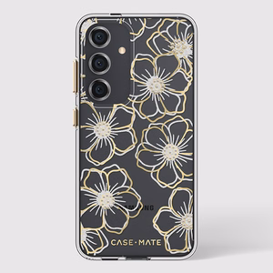 Case-Mate Floral Gems suojakuori Samsung Galaxy S24 -laitteelle, kullanvärinen