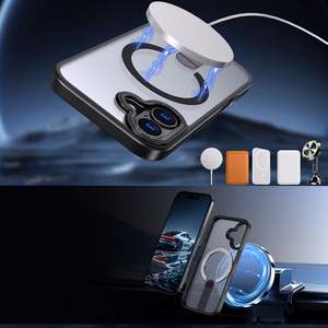 Hybrid Armor X Suojakuori iPhone 17:lle MagSafe-yhteensopivalla jalustalla - musta