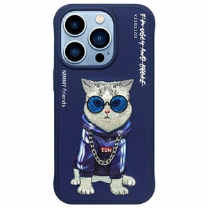 NIMMY Suojakuori GLASSES COOL CAT iPhone 15 Pro:lle sininen