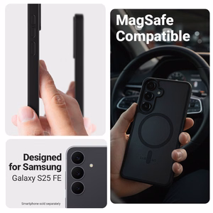 Crong Hybrid Matte Magnetic MagSafe suojakuori Samsung Galaxy S25 FE -laitteelle, musta
