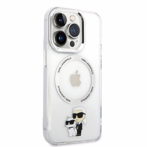 Karl Lagerfeld Iconic Karl&Choupette MagSafe suojakuori iPhone 14 Pro:lle - läpinäkyvä