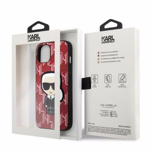 Karl Lagerfeld KLHCP13SPMNIKPI iPhone 13 mini 5.4 kovakuori punainen/punainen Monogram Ikonik Patch