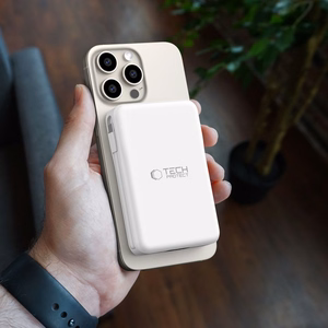 Tech-Protect LifeMag PB31 Power Bank MagSafe 10000mAh 15W USB-C / USB-A / Sisäänrakennetut USB-C / Lightning-kaapelit - Valkoinen