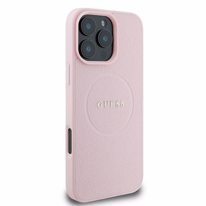Guess Grained Ring MagSafe Suojakuori iPhone 16 Pro:lle - vaaleanpunainen