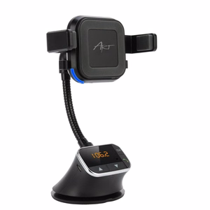 Universaali 4-in-1 autopidike (handsfree, 10W langaton laturi, FM-lähetin) MP3TR FM-09BT