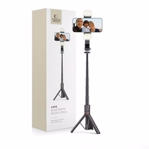 Tech-Protect L05S Bluetooth selfie keppi kolmijalka ja LED valo musta