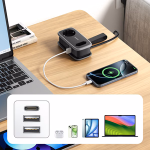 Orico AP3 65W GaN 6in1 jatkojohto 2x AC + 2x USB-A + 2x USB-C - musta