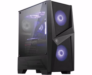 MSI MAG Forge 100M mid tower gaming computer case black, 2x 120mm ARGB PWM fan, 1x 120mm fan, 1-6 ARGB Hub, Mystic Light Sync, tempered glass panel, ATX, mATX, mini-ITX