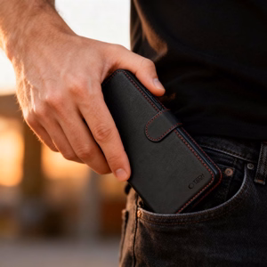 Tech-Protect Wallet suojakuori Samsung Galaxy A57 5G:lle musta ja punainen