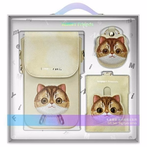 NIMMY 3in1-setti puhelinlaukku + Lompakko + GPS-suoja BIG EYED PET 2.0 Kissa khaki