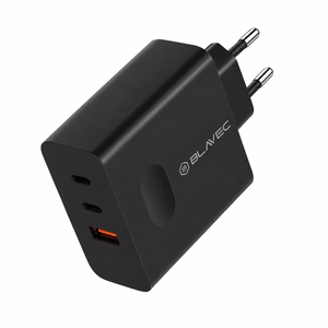 Blavec seinälaturi BC-11 GaN - USB + 2xType C - QC PD 65W 3A (TCBC11G-U2CB653A) musta