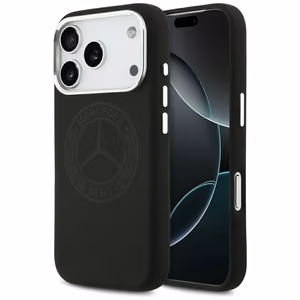Mercedes Silicone Vintage Logo MagSafe suojakuori iPhone 17 Pro:lle - musta