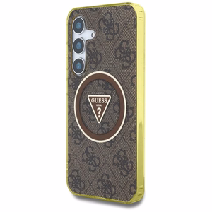 Guess HC Magneettinen IML Metal Glitter 4G Circle Triangle Suojakuori Samsung Galaxy S25:lle ruskea