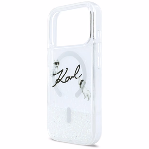 Karl Lagerfeld Liquid Glitter Karl Script Logo MagSafe Suojakuori iPhone 17 Pro:lle - Kirkas