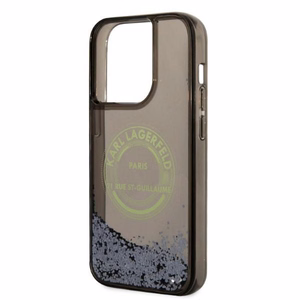 Karl Lagerfeld Liquid Glitter RSG suojakuori iPhone 14 Pro:lle - musta