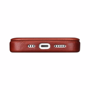 iCarer CE Oil Wax Premium Leather Folio Case iPhone 14 Plus Magnetic Flip Leather Folio Case MagSafe Red (AKI14220707-RD)