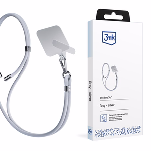 3mk EasyClip puhelimen kaulahihna, harmaa (hopeanväriset osat)
