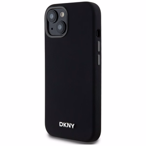 DKNY Liquid Silikoninen Small Metal Logo MagSafe Suojakuori iPhone 14/15/13:lle - musta