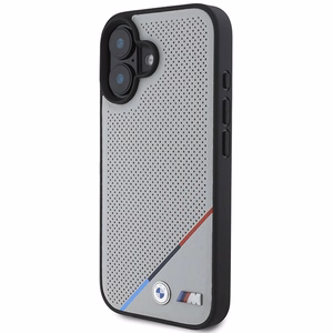 BMW M Perforated Tricolor Line MagSafe Suojakuori iPhone 16:lle - harmaa