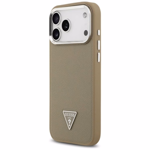 Guess Grained Triangle Logo MagSafe -kuori iPhone 17 Pro Max ruskea
