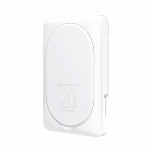 Ulkoinen akku yhteensopiva MagSafe:lle Forcell F-Energy MagStand F10K2 QC3.0 PD 5A 20W 10000 mAh valkoinen