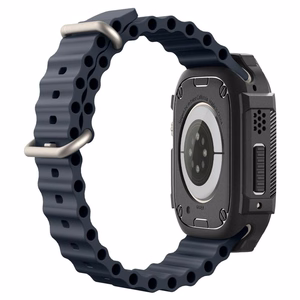Spigen Rugged Armor -suojakuori Apple Watch Ultra 49 mm -mallille, mattamusta