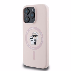 KARL LAGERFELD Silikoninen KC Body Ring MagSafe Suojakuori KLHMP16XSCMKCRHP iPhone 16 Pro Max:lle - Vaaleanpunainen