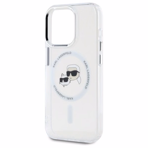 Karl Lagerfeld IML Metal Karl&Choupette Head MagSafe Case for iPhone 15 Pro Max - White