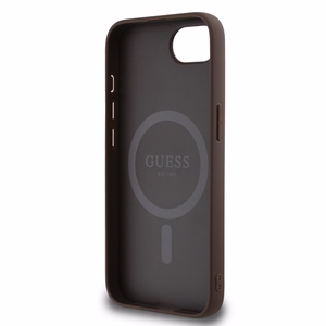 Guess PU 4G Peony MagSafe Suojakuori iPhone 16e:lle - ruskea