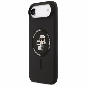 Karl Lagerfeld Silikoninen Karl&Choupette Ring MagSafe Suojakuori iPhone 17 Air:lle - Musta