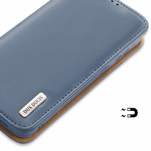 Dux Ducis Hivo Nahka Flip Cover Aitoa nahkaa Lompakko korteille ja asiakirjoille Samsung Galaxy S22 + (S22 Plus) Sininen