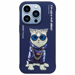 NIMMY Suojakuori GLASSES COOL CAT iPhone 15 Pro:lle sininen