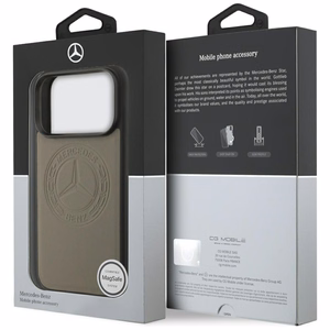 Mercedes Nahkainen Vintage Logo MagSafe Suojakuori iPhone 17 Pro:lle - Beige