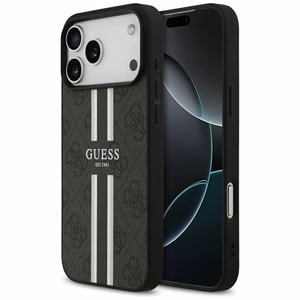 Guess 4G Printed Stripes MagSafe suojakuori iPhone 17 Pro Max:lle musta