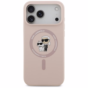 Karl Lagerfeld Silikoninen Karl&Choupette Ring MagSafe Suojakuori iPhone 17 Pro Max:lle - Vaaleanpunainen