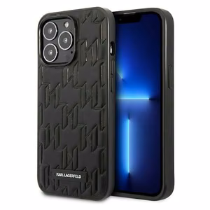 Karl Lagerfeld KLHCP13LMNMP1K iPhone 13 Pro / 13 6.1 "kovakotelo musta / musta Monogrammi plaketti