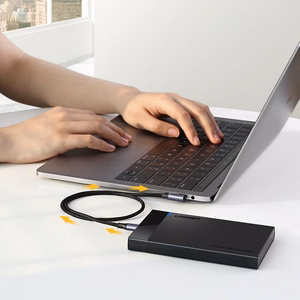Ugreen US255 50125 USB-C (suora) / USB-C (kulma) PD QC -kaapeli 60W 3A 2m - harmaa