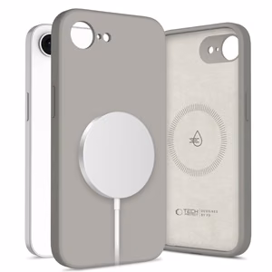 Tech-Protect Silicone MagSafe suojakuori iPhone 16e / 17e:lle harmaa
