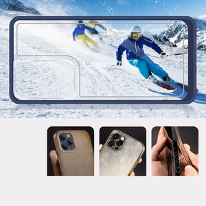 Clear 3in1 suojakuori Samsung Galaxy S23 Ultra:lle silikoninen kuori kehyksellä sininen