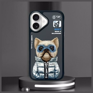 NIMMY Suojakuori COOL&CUTE 2.0 Koira iPhone 16:lle musta