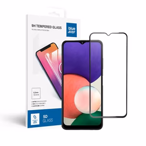 Suojalasi Blue Star - SAMSUNG A22 5G koko näyttö (täysliimaus kehyksellä/pieni koko) - musta