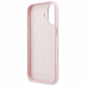 Karl Lagerfeld Karl ja Choupette Head Pins Saffiano MagSafe Suojakuori iPhone 17:lle vaaleanpunainen
