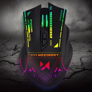 Wozinsky WMGB-3200 Wireless Optical Gaming Mouse with Built-in Rechargeable Battery 3200 DPI with RGB Lighting - Black