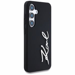 Karl Lagerfeld Silikoninen Metal Signature Logo Suojakuori Samsung Galaxy S25 Musta