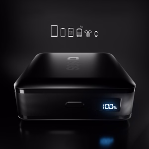 SBS HD 30W 10000mAh USB-C Powerbank with LCD Display - Black